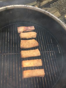 Smoked Char Siu Pork Belly on the grill