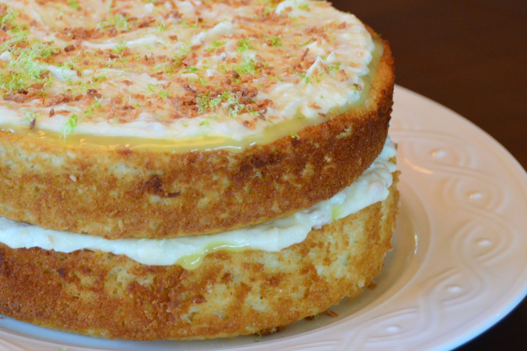 Lime Coconut Cake with Coconut Cream Cheese Frosting