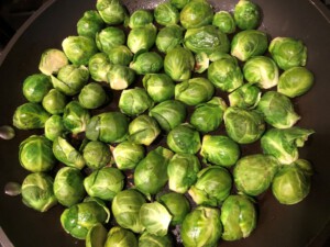 Caramelizing flat side of brussel sprouts
